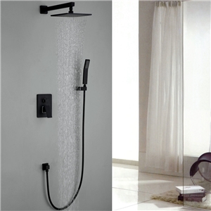 Robinet de douche avec douchette noir en cuivre pour salle de bain
