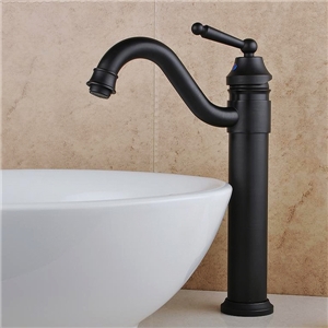 Mitigeur de lavabo laiton noir bronze huilé H 32 cm salle de bains