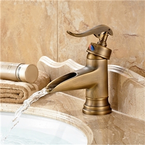 (Entrepôt UE) Robinet de lavabo pour salle de bain fini bronze cascade centerset style antique