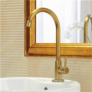 Robinet de lavabo/vasque H 22 cm en cuivre brossé rétro pour salle de bain